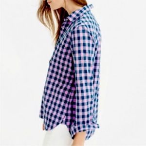 J. Crew Blue/Lilac Gingham Long sleeve Popover